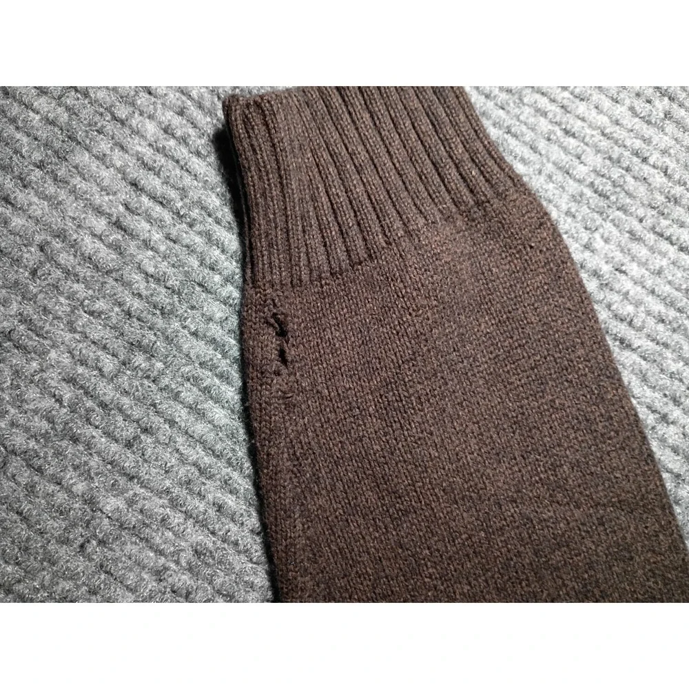 J. Crew Men's 1/4 Zip Mock Neck Brown Knit Sweater Size LT